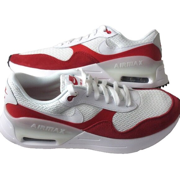 Nike Men's Air Max SYSTM Run Training Shoes White University Red Sizes NIB - Picture 1 of 5